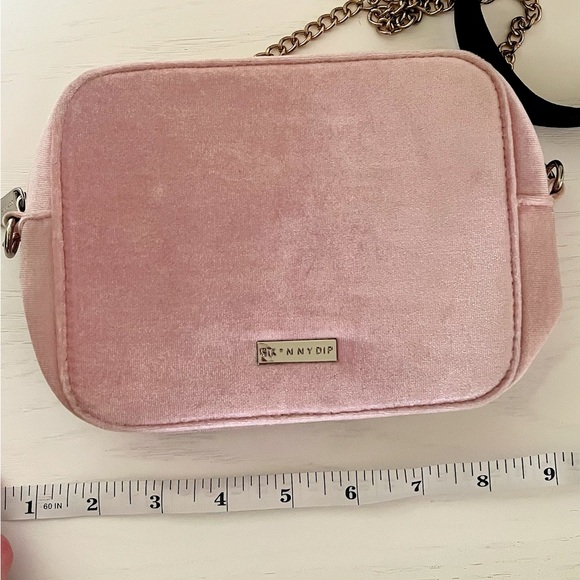 Pink Velvet Crossbody Bag with Chain Strap - Women's Crossbody - Picture 5 of 7